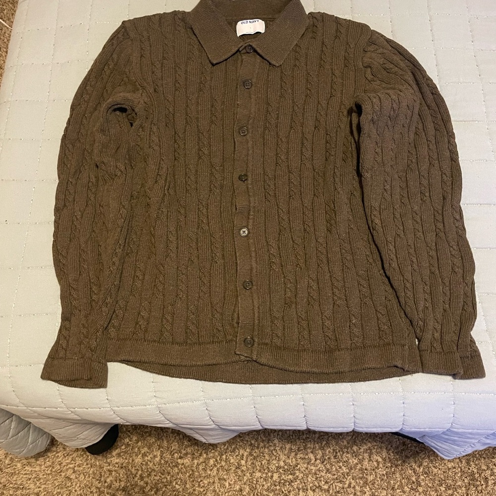 Men's Brown Cable Knit Sweater